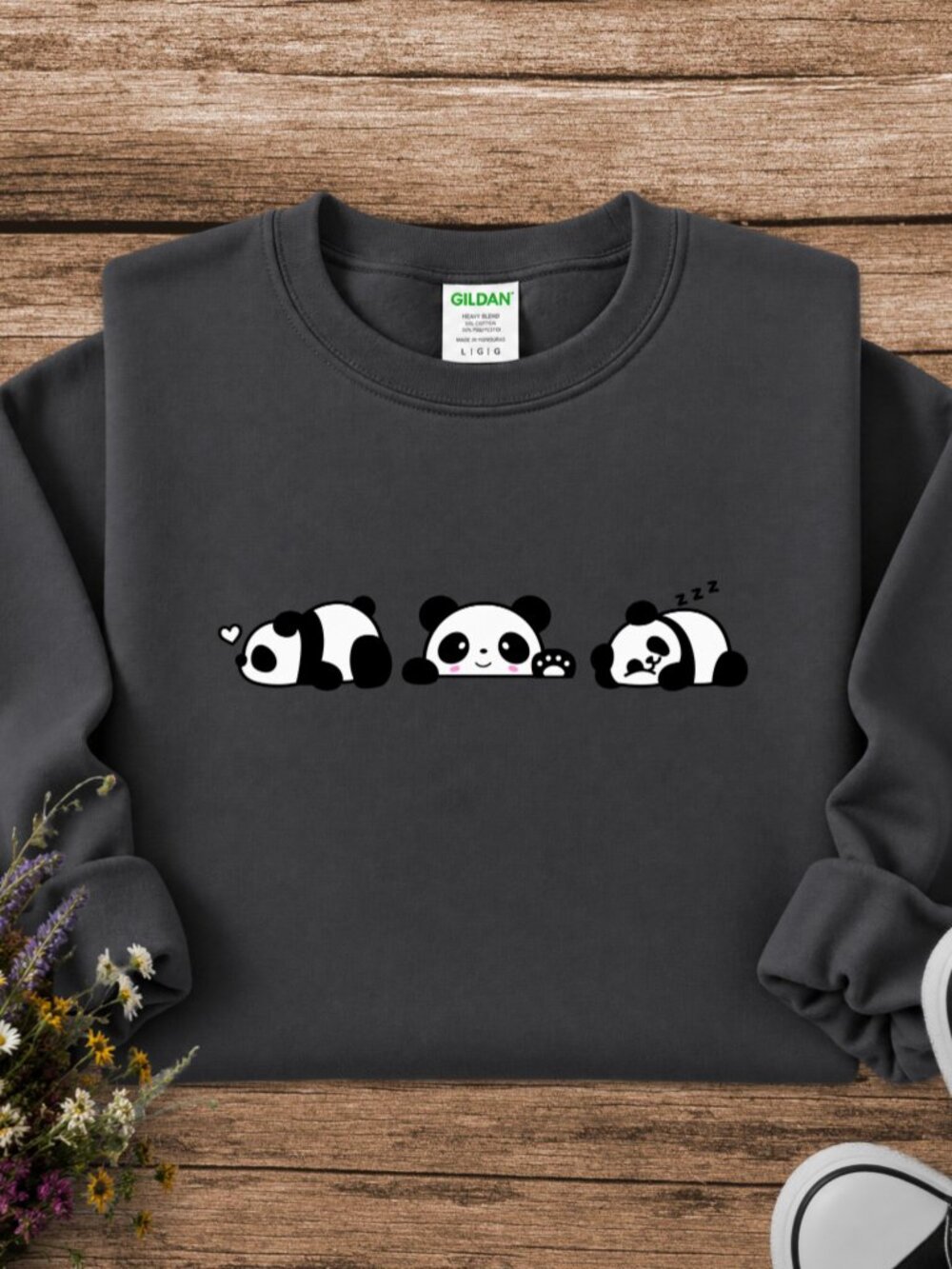 Lazy Panda Bear Sweatshirt Graphic Crewneck Cozy Unisex Cute Cartoon Animal